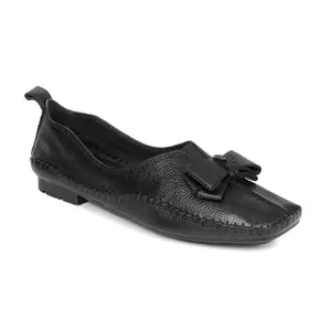 Zoom Shoes Premium Leather Comfortable Lightweight Bellies for Women with Rubber Sole Ideal for Casual Wear Black