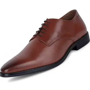 LOUIS STITCH Men's American Tan Handmade Egyptian Crust Leather Derby Lace Up Shoes for Men (LSNRXPLTN) 10-UK