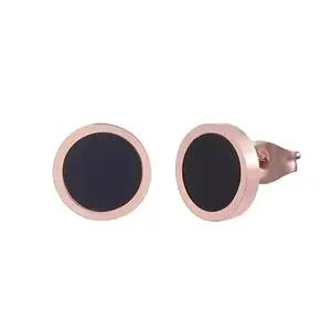 Wing Chasers Korean Style Elegant Titanium Steel round ear studs (Rose Gold)