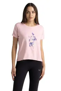 Van Heusen Women's Print Loose Fit T-Shirt (ILITSATALBLSM66402_Pink_XXL
