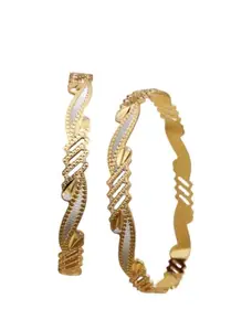 Shubh jewels Trending Gold Plated Anti Tarnish Stylish Bengles for women and girls Premium Qulity gold Accessories Anti Tarnish Jewellery Stainless Steel Inspired Ethnic Filigree Style Bangles/Kada/Festive Bangles for Women and Girls (2.8)