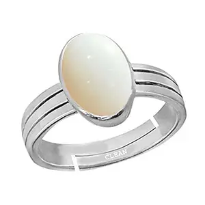 Clean Gems Opal 5.25 Ratti or 5 Carat Astrological Certified Natural Gemstone bis Hallmark 925 Sterling Silver Adjustable Ring for Unisex - 3vr2525