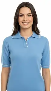 LASOON Women's Regular Fit Polo T-Shirt | Premium Viscose Collared Neck Top with Contrast Tipping | Half Sleeve Smart Casual Office T-Shirt for Women & Girls