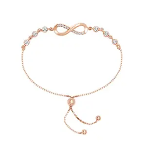 Amazon Brand - Nora Nico 925 Sterling Silver BIS Hallmarked Rose-Gold Plated Italian Cubic Zirconia Infinity Bolo Bracelet for Women and Girls