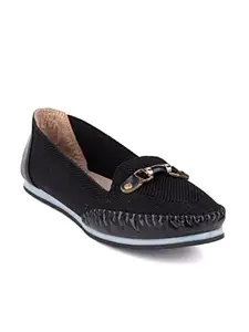 FOOTONS Women's Comfortable Stylish Designer Daily/Bellies Flat and Casual Shoes for Womens Black