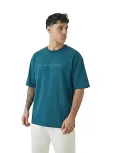 THE WHITE TURTLE Men's Oversized Cotton T-Shirt | Heavyweight Loose Fit Half Sleeve Round Neck Tee | Premium Minimalist Streetwear Graphic Shirt | 240GSM |
