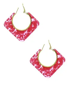 Anuradha Art Jewellery Anuradha Art Pink Colour Square Shape Adorable Hoops Earrings For Women