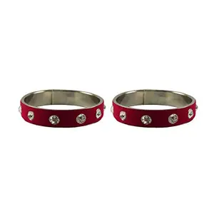 MAYA FASHION Maroon Stone Stud Metal Bangle Elegant Extra Large Size Bangle | Perfect Fit for Plus Size banglesTrendy and Comfortable Fit for woman and girls | (Sku-ban6170)
