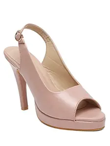 Bruno Manetti women's Nude Slipon Back Strap Peep Toes Comfort Heel Sandal's