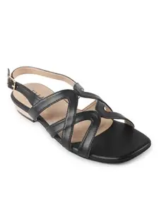 ELLE women Fashion Sandal,Black,UK-7