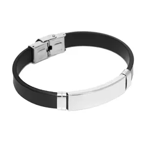 Fashion Frill Silver Everyday Wear Bracelet For Men & Boys |Stainless Steel |Stylish|Leather| Wristband |Fancy| Bangle for Men Fashion| Bracelets Jewelry For Gift