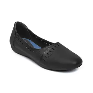 Zoom Shoes Zoom Formal Shoes for Women/Girls Light-Weight, Flexible,Durable & Comfortable with Cushioned Insole for Office/Party NV-125 (Black)