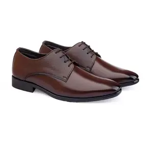 YUVRATO BAXI Men's Faux Leather Material Brown Casual Formal Laceup Shoes with TPR Sole- 10 UK
