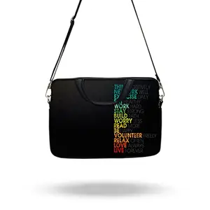 Theskinmantra Chain Laptop Sleeve Bag Compatible with Laptop/Macbooks/Chrombook/Notebook/Zbook (14.1 Inch [Sling/Strap], Think Positively)