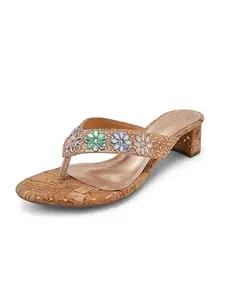 Catwalk Women Stylised Open Chunky Heels | For Women & Girls (ROSE GOLD,7 UK)