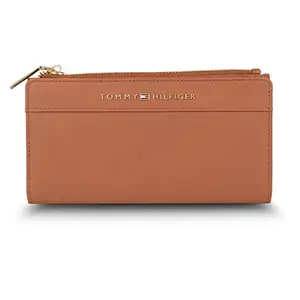 Tommy Hilfiger Sherlyn Leather Tri Fold Wallet Handbag for Women - Tan, 12 Card Slots