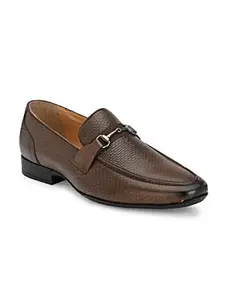 San Frissco Brown Men's Faux Leather Slip-On Formal Moccasin - EC 7915 Brown Spain Brown-9