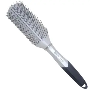 Scarlet Line Professional 9 Rows Flat Hair Brush for Men n Women with Handle, Ball Tip Nylon Bristles Styling_White