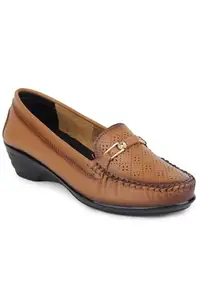 Zoom Shoes Premium Leather Comfortable Lightweight Bellies for Women with PU Sole Ideal for Casual Wear Beige