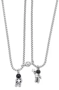 heart shape stainless-steel pendent for love cople Platinum, Rhodium Stainless Steel, Fabric, Alloy Pendant (robot pendant)