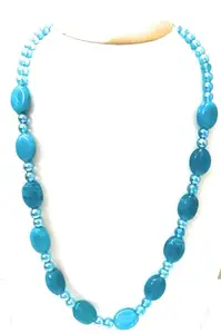 Turquoise and Pearl Beaded Necklace, Blue
