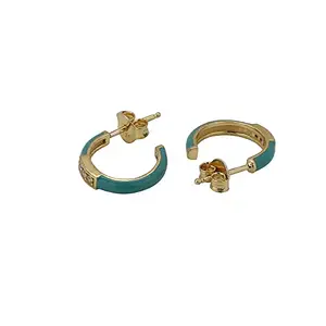 Vanbelle 925 Sterling Silver Gold Plated Enamelled Half Hoop Earring