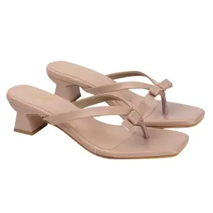 Sole Saga Stylish And Elevate Your Wardrobestyle With Confidence Heels For Women | Synthetic Material | Nude Color | Size : 6