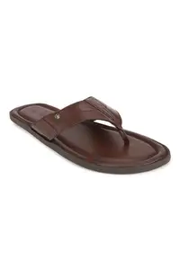 Louis Philippe Men Brown Leather Comfort Sandals