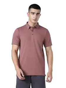 TECHNOSPORT Men Solid Casual Fit Athletic Polo T Shirt COTFLEX Memory Stretch Polyester Polo Tshirt for Men Office Casual Smart Travel Golf Weekend Wear