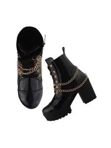 SELFIEE Block Heel Boots Classic Design Western Wears Alluring Ankle Boots For Womens & Girls