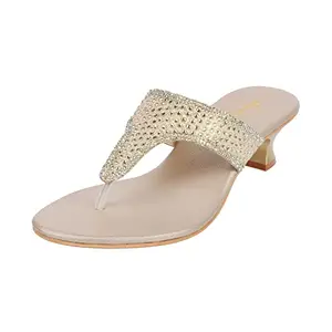 Walkway Women Gold Synthetic Sandals, EU/40 UK/7 (35-5008)