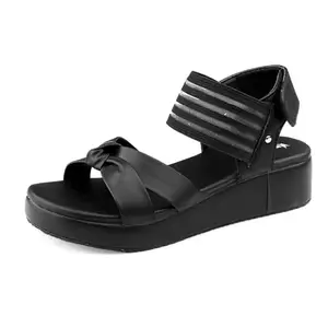Kraasa Women and Girls Fashion Sandals, Comfort Wedges, Heel Sandal Black UK 7