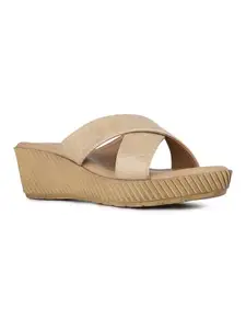 Inc.5 Womens Beige Solid Round Toe Wedge Heel Sandals