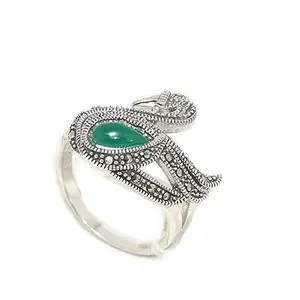 Rajasthan Gems Ring Duck Swan 925 Sterling Silver Handmade Stone Onyx Marcasite Women Gift D470