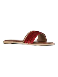 Inc.5 Womens Maroon Casual Solid Open Toe Flat Slip-On Sandals