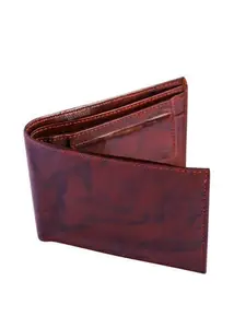 Taws & Timber Pure Leather Textured Bi-Fold Wallet for Mens (Brown)