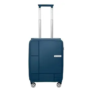 Hard-Sided Small Cabin Luggage - 55cms | Premium Polypropylene Trolley Bag with Laptop Sleeve & Metallic Handle, TSA Lock & Silent 8 Wheels - Blue