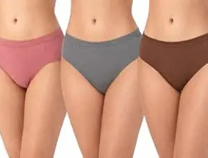 ELPAR Women's High Coverage Super Combed Cotton Mid Waist Hipster with Concealed Waistband and Stay Fresh Treatment (Pack of 3)