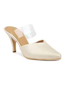 Inc.5 Women Gold Embellished Mules Heels