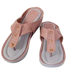 DCASTO-INDIANA D'Casto Indiana's Mom's Favourite Series Sandal/Slippers (Peach and Grey, numeric_4)