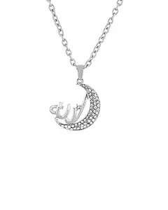 Memoir CZ Allah and Moon spiritual Pendant for Men and Women