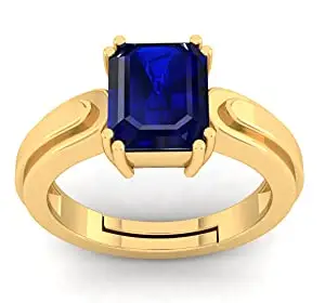 Stone Place 10.25 Ratti 9.00 Certified Original Blue Sapphire Gold Plated Ring Panchdhatu Adjustable Neelam Ring for Men & Women by Lab Certified