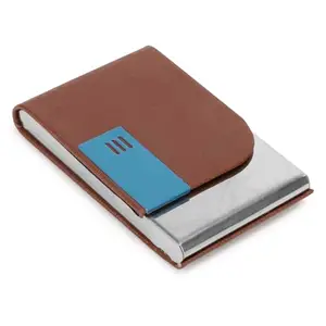 BULLFINCH Leather & Stainless Steel Credit/Debit Card Holder with Magnetic Closure for Men and Women (Cherry)
