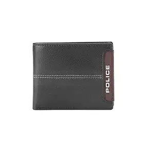 POLICE Men's Leather Slim Wallet - Black/Brown