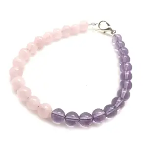 ASTROGHAR Amethyst & rose quartz stretch bracelet for men & women
