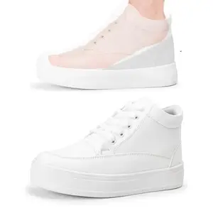 Vendoz Women Hidden Heels White Shoes - 3 Inch Height Increase