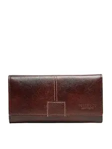 TEAKWOOD LEATHERS Teakwood Genuine Leather Solid Three fold Wallet for Women (Maroon)