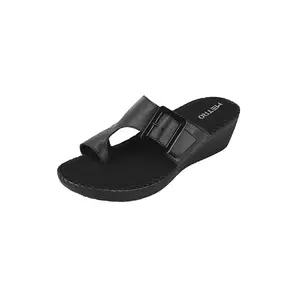 Metro Women's Black Wedge Heel Slip-On Sandals UK/5 EU/38 (32-1174)