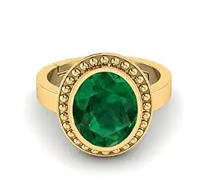AKSHITA GEMS 16.00 Ratti Natural Emerald Ring (Natural Panna/Panna Stone Gold Ring) Original AAA Quality Gemstone Adjustable Ring Astrological Purpose for Men Women by Lab Certified