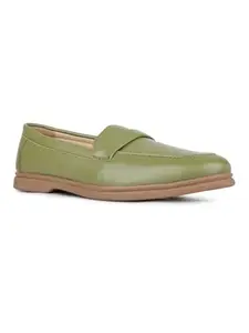 Inc.5 Womens Green Solid Round Toe Moccasin